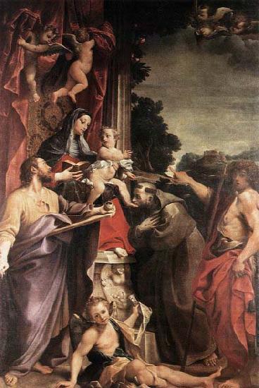 Madonna Enthroned with St Matthew, CARRACCI, Annibale